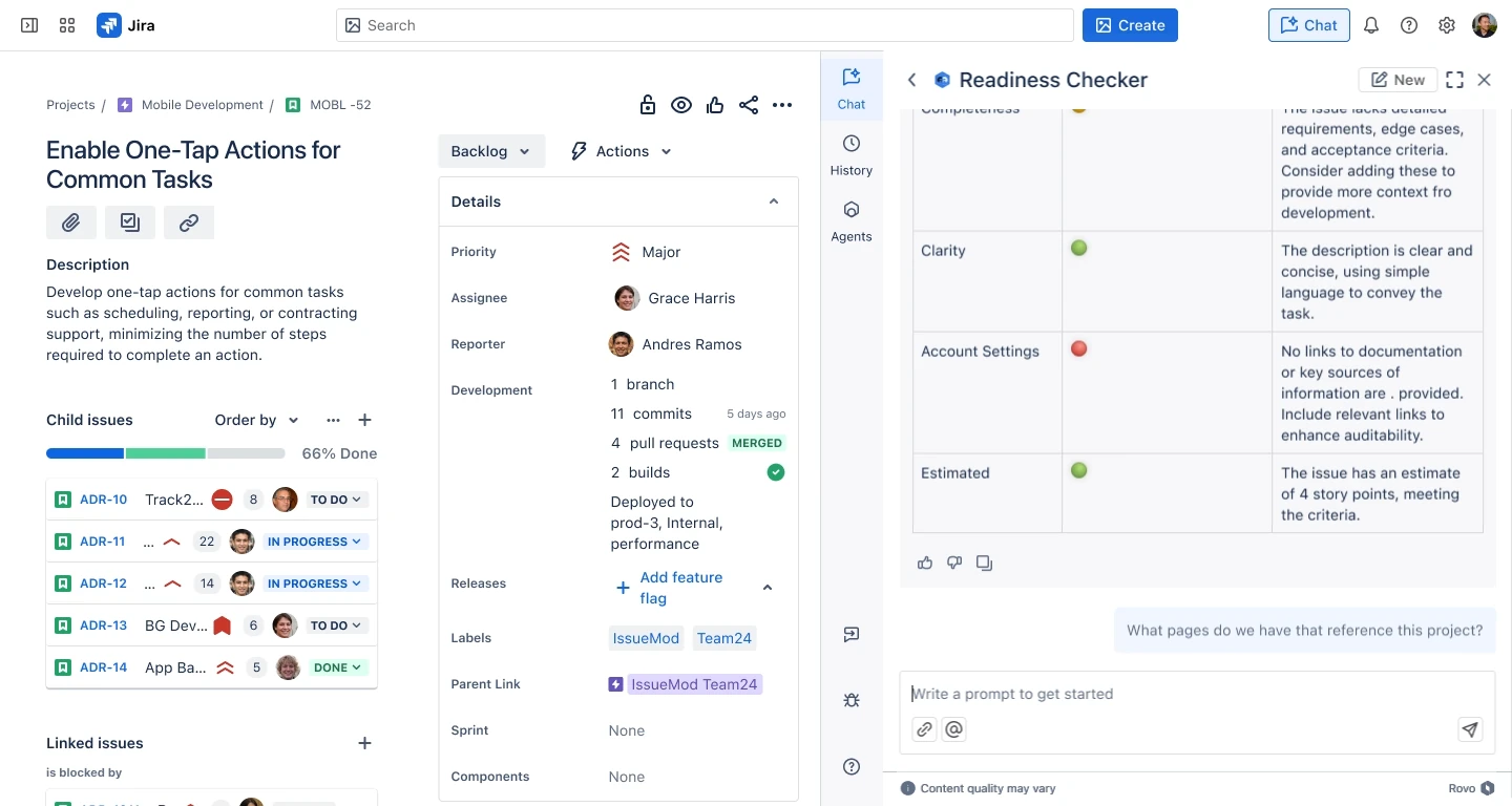 Atlassian Rovo analysiert einen Jira-Vorgang